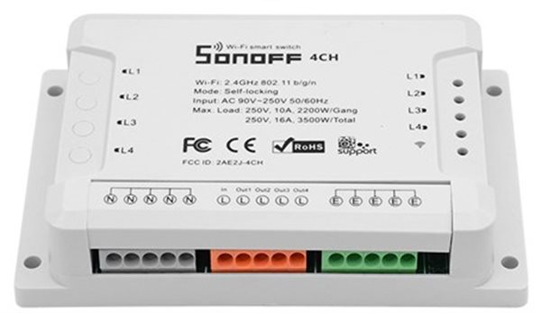 Bild av Strömbrytare på/av, WiFi, 4 kanaler, Sonoff 4CH R2