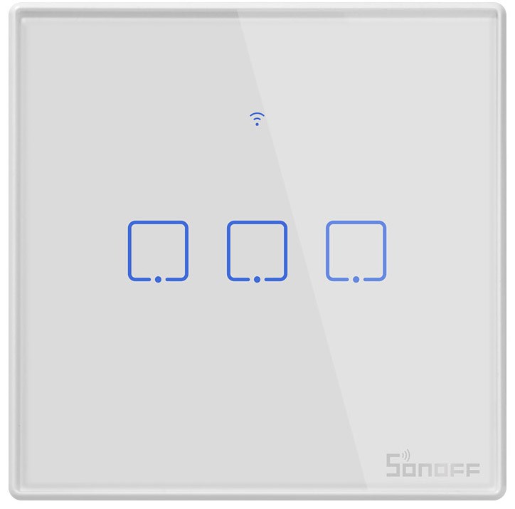 Product Image for Smart väggströmbrytare, WiFi+RF, Touch, Vit m ram, 3 kanaler