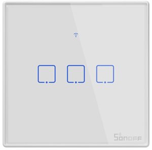 Bild av Smart väggströmbrytare, WiFi+RF, Touch, Vit m ram, 3 kanaler