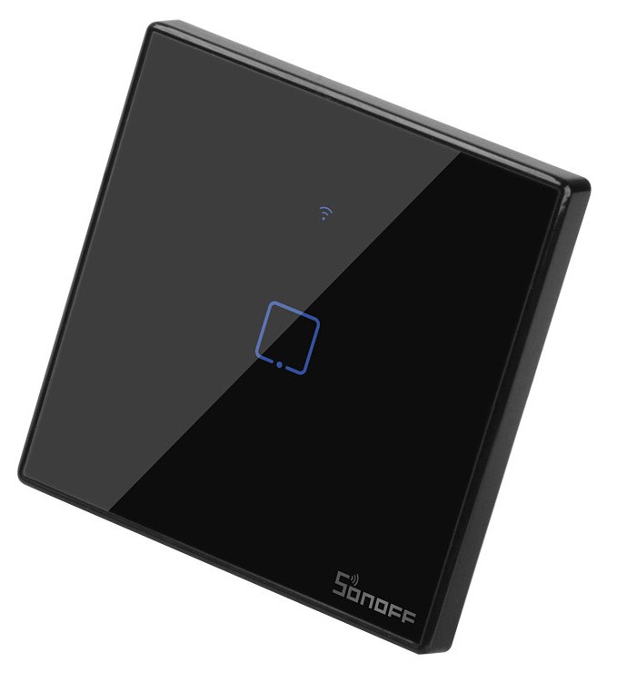 Product Image for Smart väggströmbrytare, WiFi+RF, Touch, Svart m ram, 1 kanal