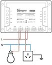 Bild av Strömbrytare på/av, WiFi, RF, 4 kanaler (Pro, R3), Sonoff 4CH Pro R3