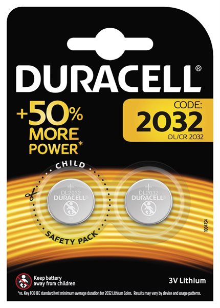 Bild av Batteri Duracell CR2032 Litium 3V (2-pack)
