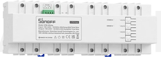 Product Image for Relämodul, 4 kanaler, DIN, Sonoff SPM 4 Relay