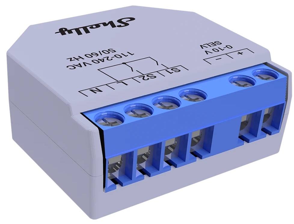 Product Image for Dimmer, 0-10V, WiFi, BLU, Shelly Plus 0-10V Dimmer 