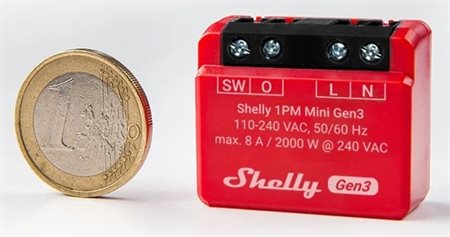 Strömbrytare, Extremt liten, 1 kanal, Shelly Plus 1 Mini Gen 3 - StyraHem