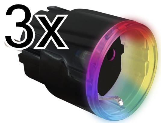 Product Image for 3 x Fjärrplug, svart, effektmätning, WiFi, Bluetooth, mJS, Shelly Plus Plug S