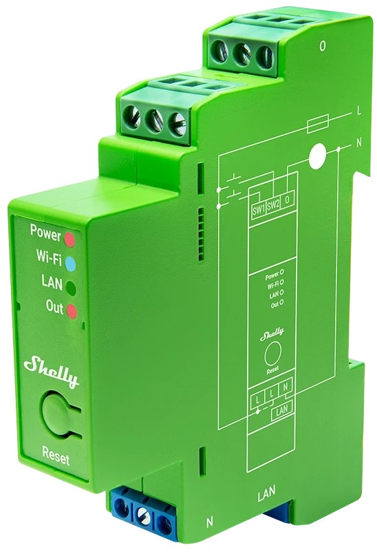 Product Image for Dimmer, 2 kanal, DIN, Wifi, Ethernet, Shelly Pro Dimmer 2PM
