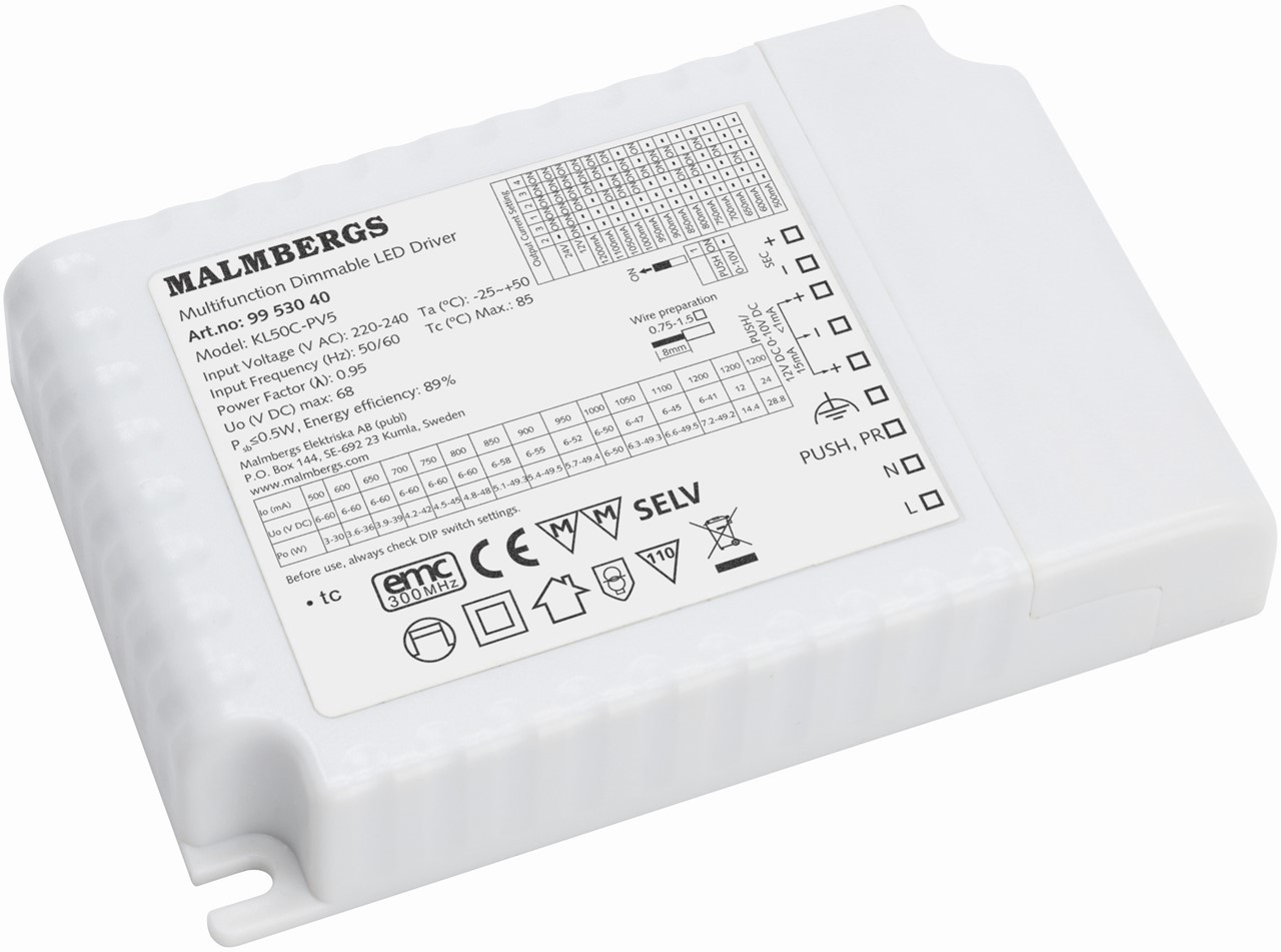 Product Image for Drivdon, LED, push/10V, 12/24V alt 500-1200mA, 50W