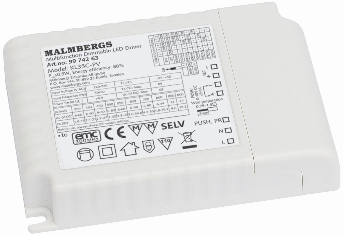 Product Image for Drivdon, LED, push/10V, 12/24V alt 250-700mA, 30W