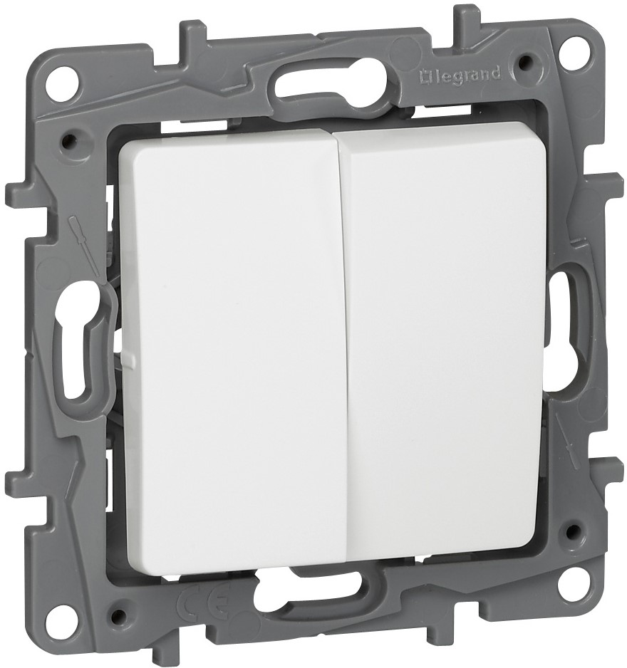 Product Image for Strömbrytare, återfjädrande, 2 knappar, vit
