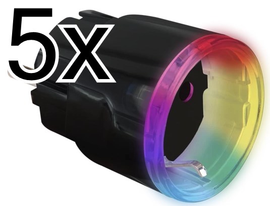 Product Image for 5 x Fjärrplug, svart, effektmätning, WiFi, Bluetooth, mJS, Shelly Plus Plug S