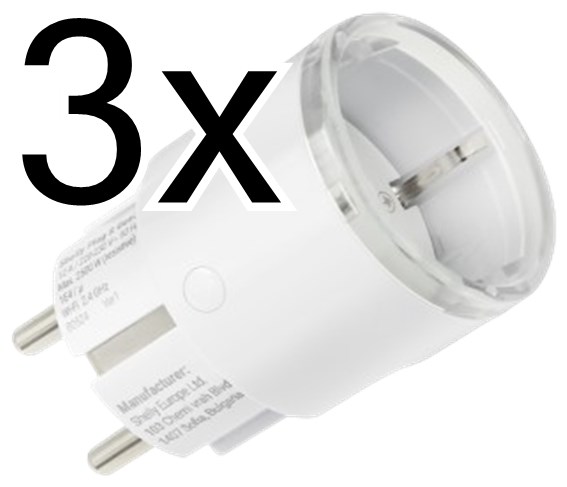 Product Image for 3 x Fjärrplug, effektmätning, WiFi, Bluetooth, Matter, mJS, Shelly Plus G3 Plug S