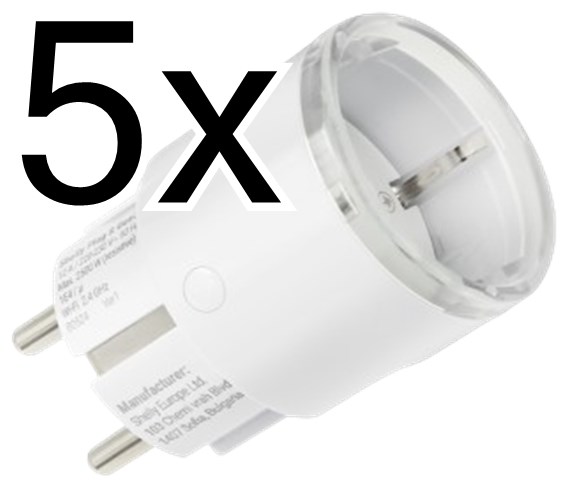 Product Image for 5 x Fjärrplug, effektmätning, WiFi, Bluetooth, Matter, mJS, Shelly Plus G3 Plug S