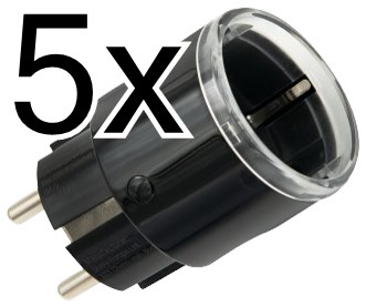 Product Image for 5 x Fjärrplug, effektmätning, WiFi, BT, Matter, mJS, Svart, Shelly Plus G3 Plug S Black