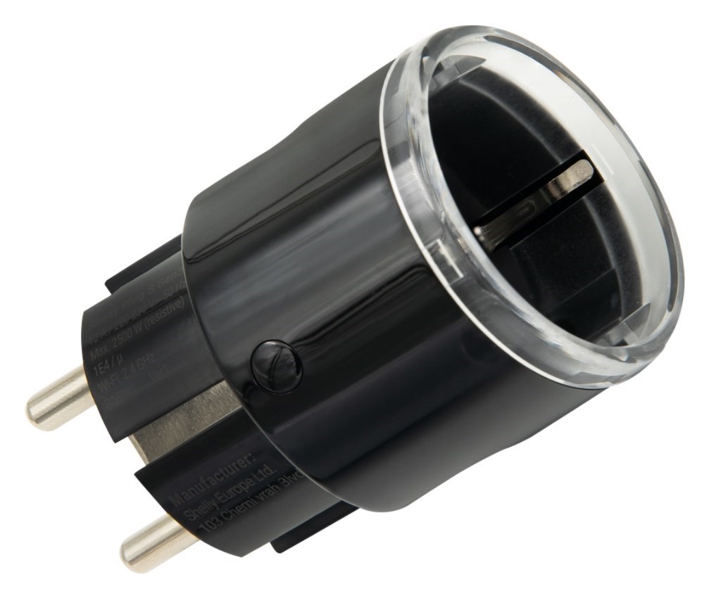 Product Image for Fjärrplug, effektmätning, WiFi, BT, Matter, mJS, Svart, Shelly Plus G3 Plug S Black