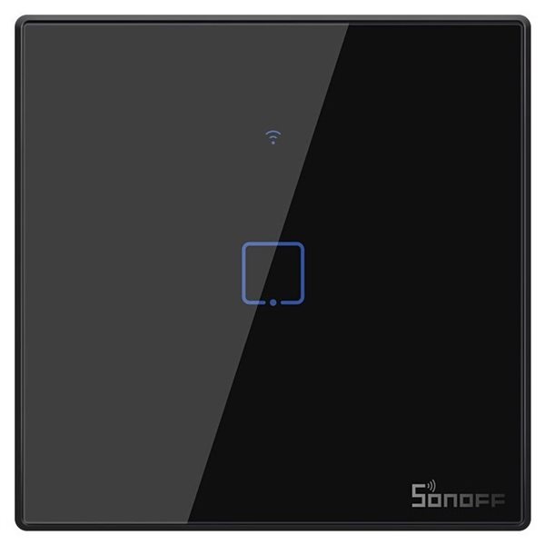 Bild av Smart väggströmbrytare, WiFi+RF, Touch, Svart m ram, 1 kanal