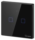 Bild av Smart väggströmbrytare, WiFi+RF, Touch, Svart m ram, 2 kanaler
