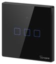 Bild av Smart väggströmbrytare, WiFi+RF, Touch, Svart m ram, 3 kanaler