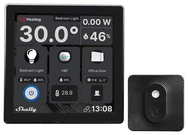 Bild av Väggskärm + termometer, Svart, WiFi, Shelly Wall Display 