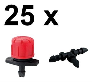 Bild av 25 st droppmunstycken/mikrosprinkler med t-koppling 