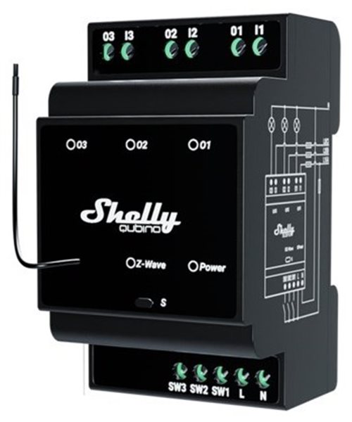 Bild av Strömbrytare, 3 kanaler, DIN, Shelly Pro Wave 3