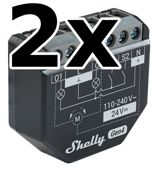 Bild av Infälld strömbrytare, 2 kanaler, Effektmätning, WiFi, Zigbee, 2-pack, Shelly 2PM Gen4