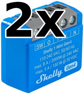 Bild av Infälld strömbrytare, Liten, WiFi, Zigbee, Matter, potentialfritt relä, 2-pack, Shelly 1 Mini Gen4