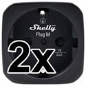 Bild av 2-pack smart stickpropp – WiFi, Bluetooth, Matter, effektmätning, 13A, Svart – Shelly Plug M Gen3