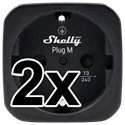 Bild av 2-pack smart stickpropp – WiFi, BLU, Matter, effektmätning, 13A, Svart – Shelly Plug M Gen3
