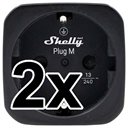 Bild av 2-pack smart stickpropp – WiFi, Bluetooth, Matter, effektmätning, 13A, Svart – Shelly Plug M Gen3