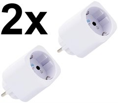 Bild av 2-pack smart stickpropp – WiFi, BLU, Matter, effektmätning, 13A, Vit – Shelly Plug M Gen3