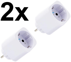 Bild av 2-pack smart stickpropp – WiFi, BLU, Matter, effektmätning, 13A, Vit – Shelly Plug M Gen3