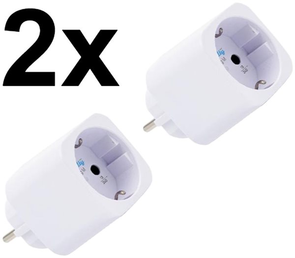 Bild av 2-pack smart stickpropp – WiFi, Bluetooth, Matter, effektmätning, 13A, Vit – Shelly Plug M Gen3