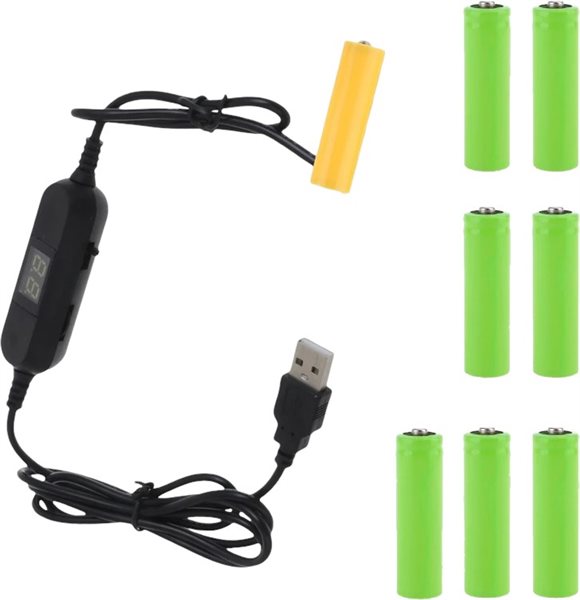 Bild av Batterieliminator, USB till 1,5–12 V, justerbar, ersätter upp till 8 × AA
