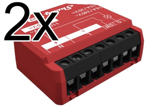 Bild av 2 x Infälld strömbrytare, en kanal, effektmätning, WiFi, Bluetooth, mJS, Shelly 1PM Gen3