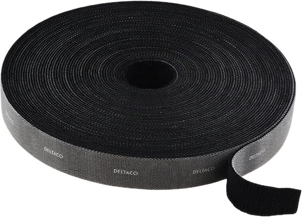 Bild av Kardborreband för kablar, rulle 5 m, 20 mm, svart, Deltaco CM2005S