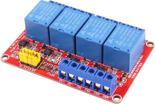 Bild av Reläkort, 4 kanaler, 12V, skruvterminal