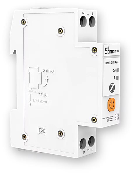 Bild av Brytare för DIN-skena, Zigbee, 32 A, 2-polig, effektmätning, Sonoff Basic DIN Rail (BASIC-ZB1GSP)