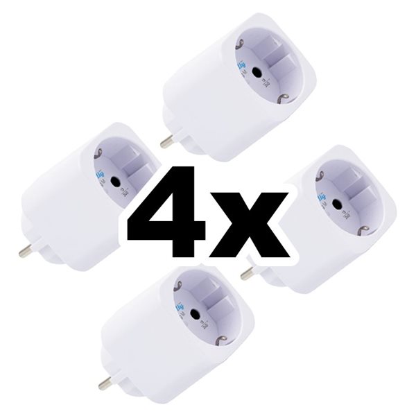 Bild av 4-pack smart stickpropp – WiFi, BLU, Matter, effektmätning, 13A, Vit – Shelly Plug M Gen3