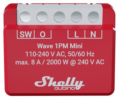 Strömbrytare, Z-Wave, 1 kanal, energimätning, Shelly Wave Mini 1PM