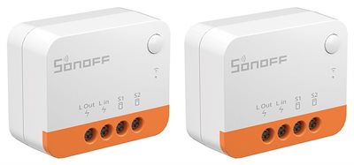 Infälld reläbrytare, 2-pack, Zigbee, 1 kanal, ingen nolla, Sonoff ZBMINI-L2 Extreme