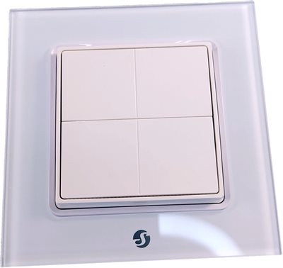Väggströmbrytare med ram, batteri, 4 knappar