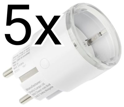 5 x Fjärrplug, effektmätning, WiFi, BLU, Matter, mJS, Shelly Plus G3 Plug S