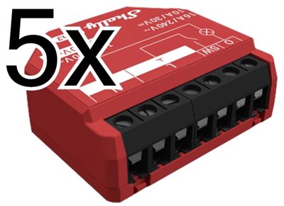 5 x Infälld strömbrytare, 1 kanal, effektmätning, WiFi, BLU, mJS, Shelly Plus 1PM Gen3