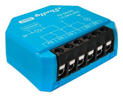 Strömbrytare, utan nolla, WiFi, Matter, 2 kanal, Shelly 2L Gen3