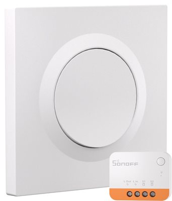 Väggströmbrytare, komplett med Orb-hölje, Zigbee, ingen nolla, Sonoff ZBMINI-L2 + E1GSL