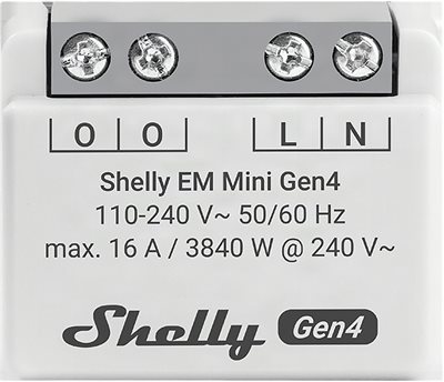 Effektmätare, inline 16 A, WiFi, Zigbee, Matter, Liten, Shelly EM Mini Gen4