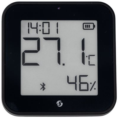 Termometer & luftfuktighet, BLU, Zigbee, Skärm, Svart, Shelly BLU H&T Display ZB Black