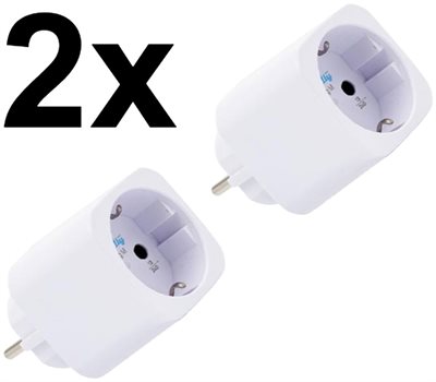 2-pack smart stickpropp – WiFi, BLU, Matter, effektmätning, 13A, Vit – Shelly Plug M Gen3