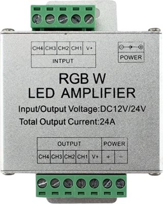 LED-förstärkare, RGBW, 4 kanaler, 24 A, 12–24 V DC